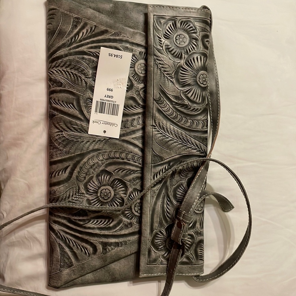 Brand new Coldwater creek leather bag. Grey